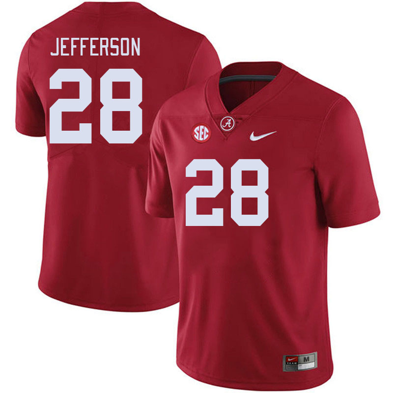 Men #28 Justin Jefferson Alabama Crimson Tide College Footabll Jerseys Stitched-Crimson